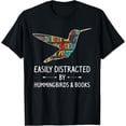 thumbnail image 1 of Exquisite and comfortable-Easily Distracted By Hummingbirds & Books Lover Gift Animal T-Shirt, 1 of 4