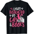thumbnail image 1 of Exquisite and comfortable-Easily Distracted by Cats and Books - Funny Cat & Book Lover T-Shirt, 1 of 4