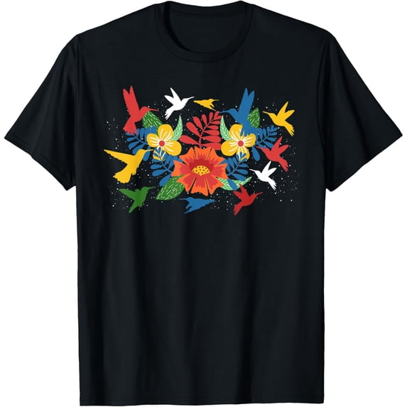 Exquisite and comfortable-Flowers Animal Floral Pretty Bird Lover Vintage Hummingbird T-Shirt