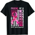 thumbnail image 1 of Exquisite and comfortable-Friend Of A Warrior Breast Cancer USA Flag Awareness Pink T-Shirt, 1 of 4