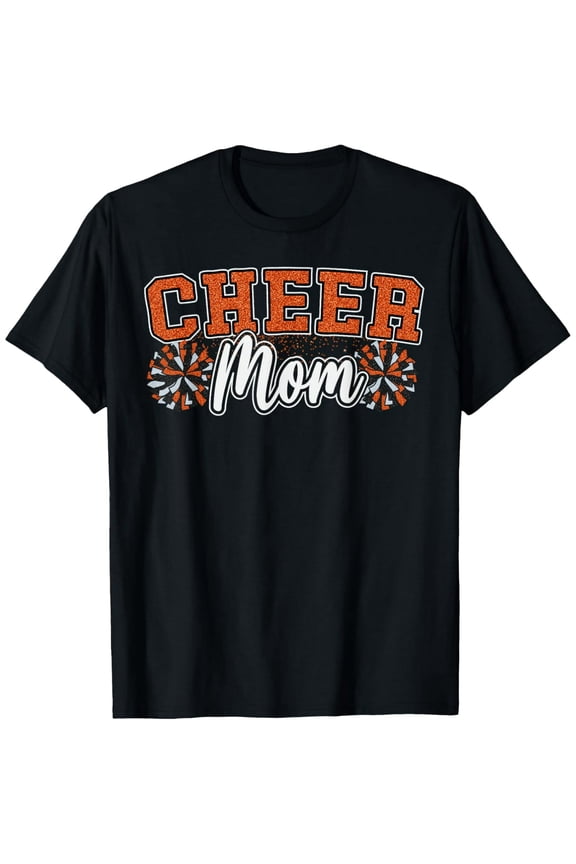 Exquisite and comfortable-Funny Loud Proud Cheer Mom Mama Cheerleading Orange Pom Poms T-Shirt