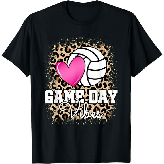Exquisite and comfortable-Game Day Volleyball Leopard Print Women Girls Volleyball T-Shirt