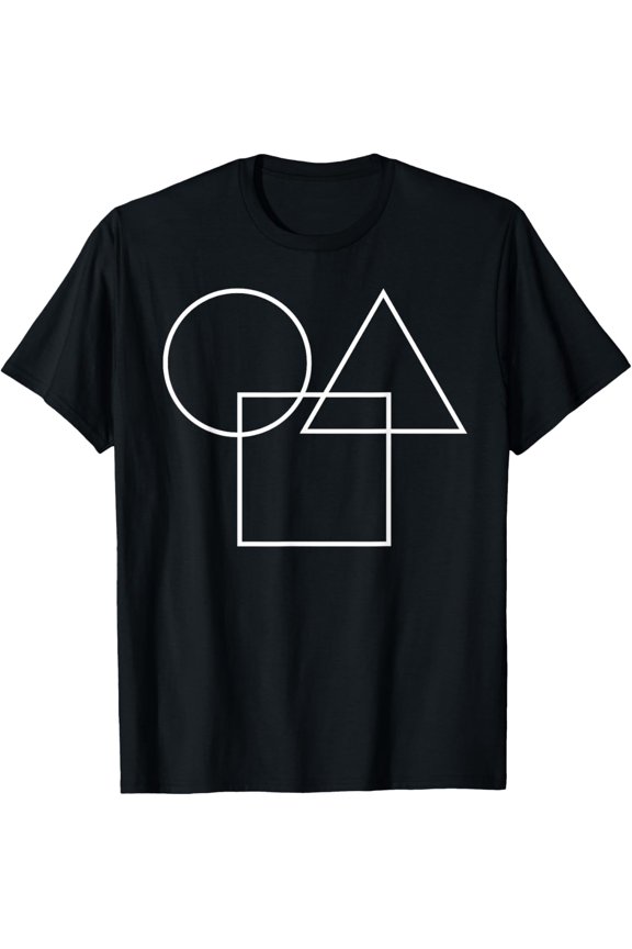 Exquisite and comfortable-Geometric circle square Triangle Minimalist Blue Black T-Shirt