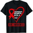 thumbnail image 1 of Exquisite and comfortable-HIV Awareness Red Ribbon World AIDS Day Fighters T-Shirt, 1 of 4