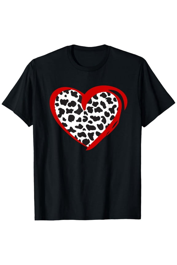 Exquisite and comfortable-Heart Cow Print T-Shirt