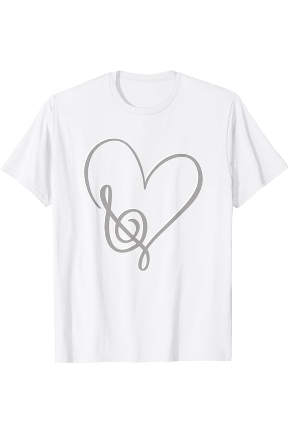 Exquisite and comfortable-Heart Shape Musical Notes Music lovers Valentines Day Simple T-Shirt