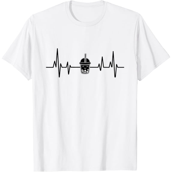 Exquisite and comfortable-Heartbeat ECG Boba Milk Tea Milktea Bubble Tea Boba Pearl T-Shirt