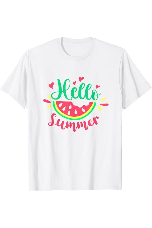 Exquisite and comfortable-Hello Summer Watermelon Summertime Summer Vacation T-Shirt for Men Women Girls Kids