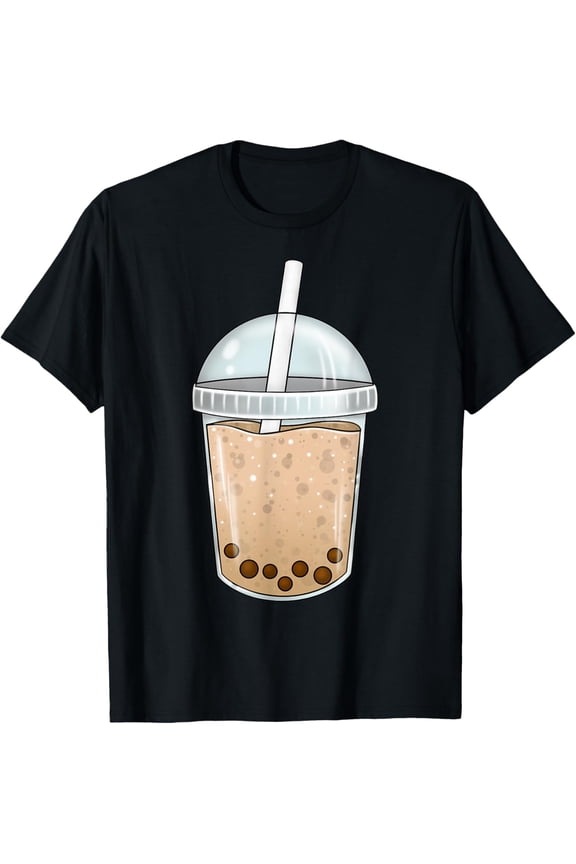Exquisite and comfortable-Huge Bubble Tea Graphic Design Milk Chocolate Boba Tea Drink T-Shirt