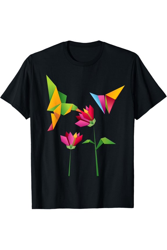 Exquisite and comfortable-Hummingbird Origami Aesthetic Hummingbird T-Shirt