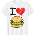 thumbnail image 1 of Exquisite and comfortable-I Love Burgers Funny Hamburger Cheeseburger Graphic T-Shirt, 1 of 4