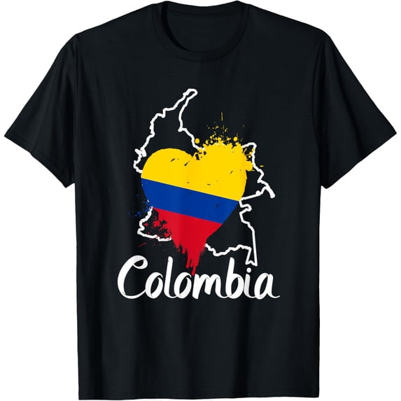 Exquisite and comfortable-I Love Colombia National Flag Colors Heart With Map T-Shirt T-Shirt