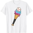 thumbnail image 1 of Exquisite and comfortable-Ice-Cream Bat Tee Shirt Funny Baseball Ice-cream Dripping T-Shirt, 1 of 4
