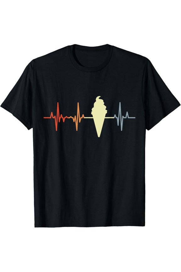 Exquisite and comfortable-Ice Cream Pulse Line Vintage Look Ice Cream Guy T-Shirt