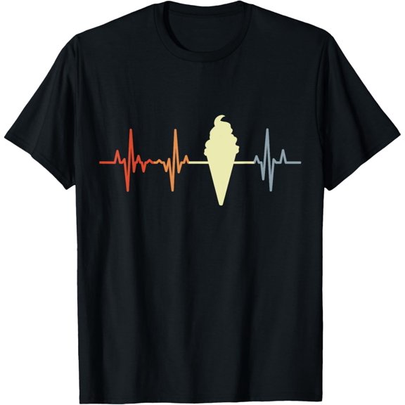 Exquisite and comfortable-Ice Cream Pulse Line Vintage Look Ice Cream Guy T-Shirt