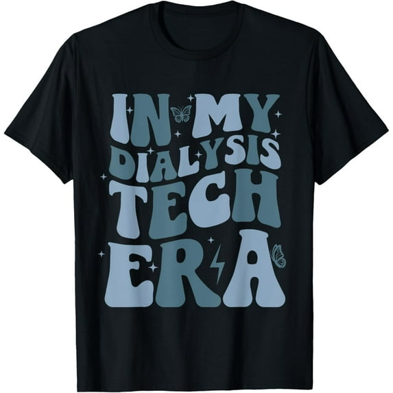 Exquisite and comfortable-In My Dialysis Technician Era Groovy Retro Unisex-Adults Black Small Short Sleeve T-Shirt