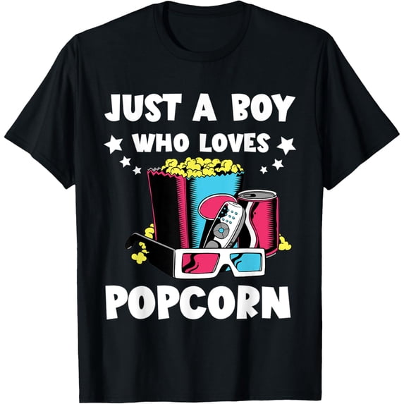 Exquisite and comfortable-Just A Boy Popcorn Night Watching Movies Popcorn Cinema T-Shirt