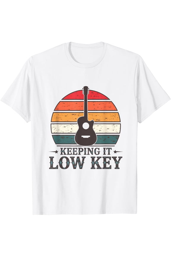Exquisite and comfortable-Keeping It Low Key Vintage Funny Cool Guitar Guitarist T-Shirt