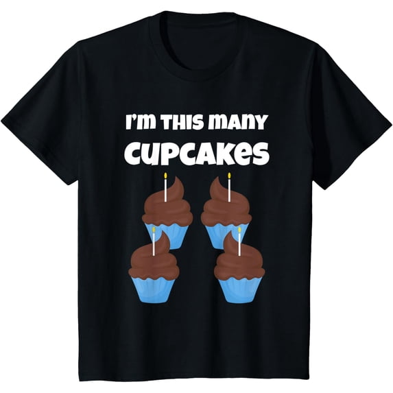 Exquisite and comfortable-Kids Cute Cupcake 4th Birthday I'm This Many Cupcakes 4-Year-Old T-Shirt