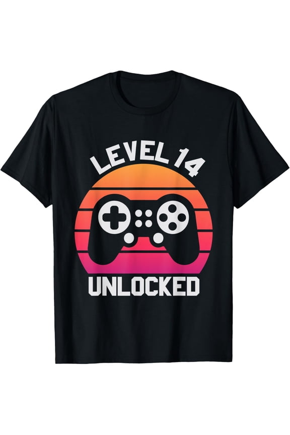 Exquisite and comfortable-Level 14 Unlocked 14 Year Old Video Gamer 14th Birthday Boys T-Shirt