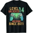 thumbnail image 1 of Exquisite and comfortable-Level 14 Unlocked 14th Birthday 14 Year Old Boy Gifts Gaming T-Shirt, 1 of 4