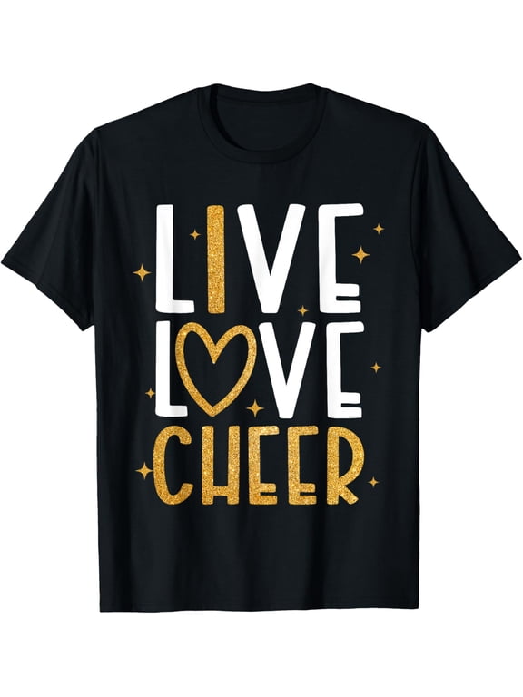 Exquisite and comfortable-Live Love Cheer Girl Cheerleading Cheerleader Women Girls T-Shirt