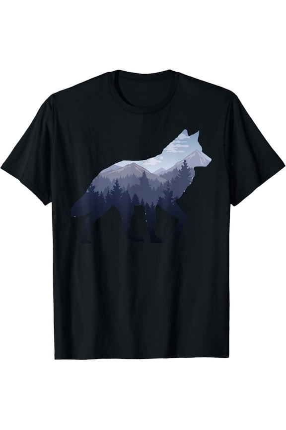 Exquisite and comfortable-Lone Wolf Survives The Mountain Silhouette Art T-Shirt T-Shirt