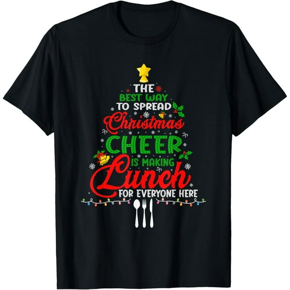 Exquisite and comfortable-Lunch Lady Christmas XMas School Cafeteria Lunch Lady Tree T-Shirt