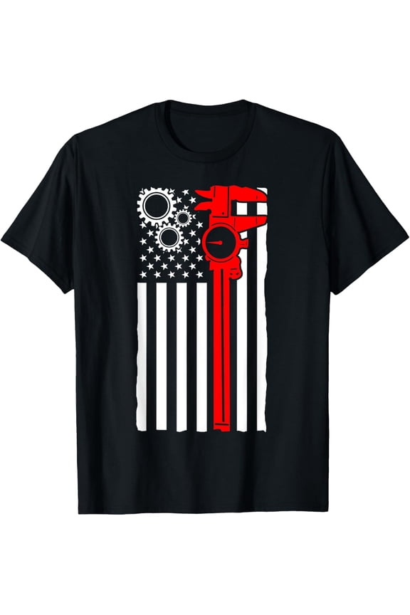 Exquisite and comfortable-Machinist Flag Tools CNC Machine Operator Machining T-Shirt