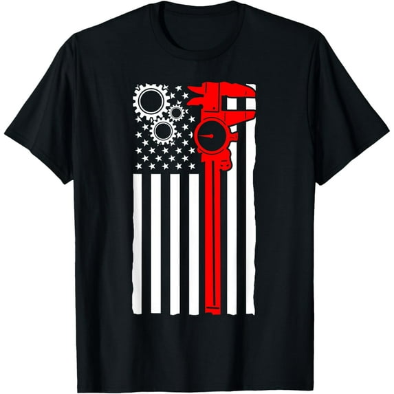 Exquisite and comfortable-Machinist Flag Tools CNC Machine Operator Machining T-Shirt