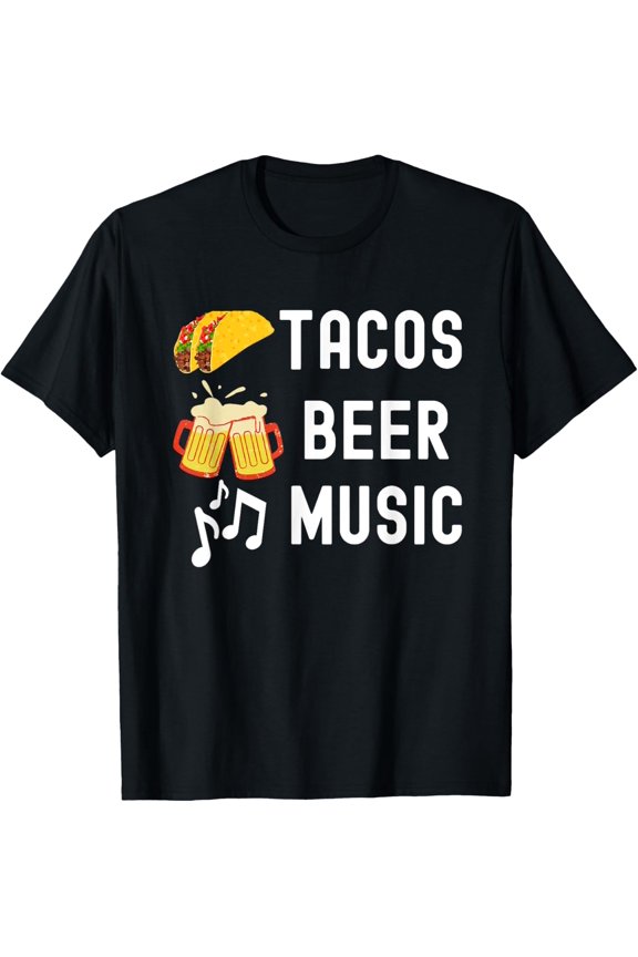 Exquisite and comfortable-Men's Crusher Graphic Tacos Beer Music T-Shirt