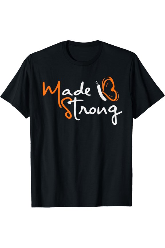 Exquisite and comfortable-Multiple Sclerosis Awareness Orange Ribbon Butterfly Shirt T-Shirt