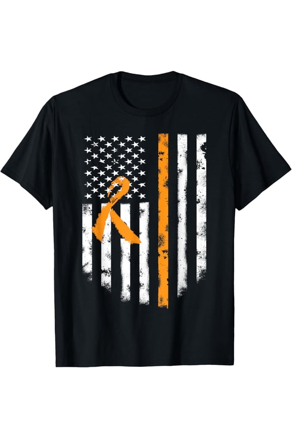 Exquisite and comfortable-Multiple Sclerosis Awareness T-Shirt MS Ribbon American Flag T-Shirt