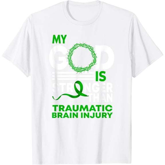 Exquisite and comfortable-My God Stronger Than Traumatic Brain Injury Awareness Ribbon T-Shirt