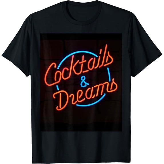 Exquisite and comfortable-Neon Sign Cocktails Bar T Shirt