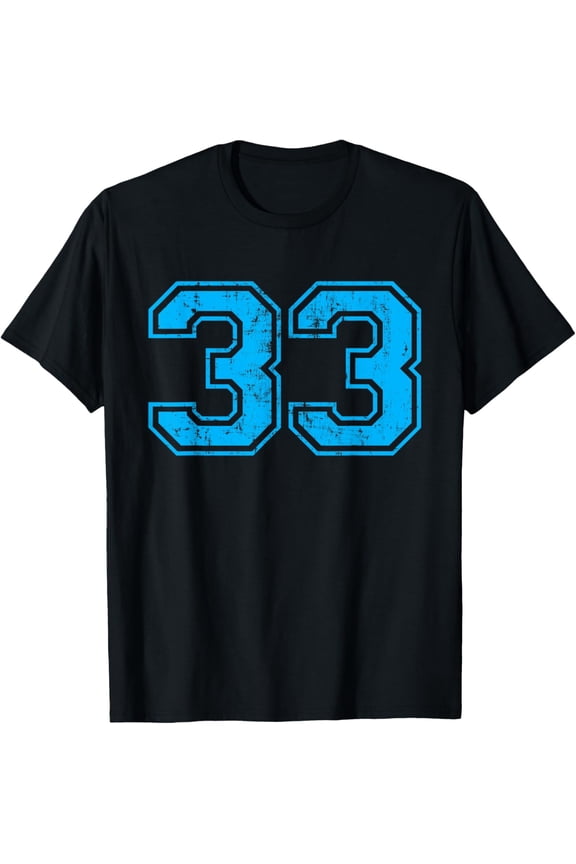 Exquisite and comfortable-Number 33 Varsity Distressed Vintage Sport Team Player's T-Shirt