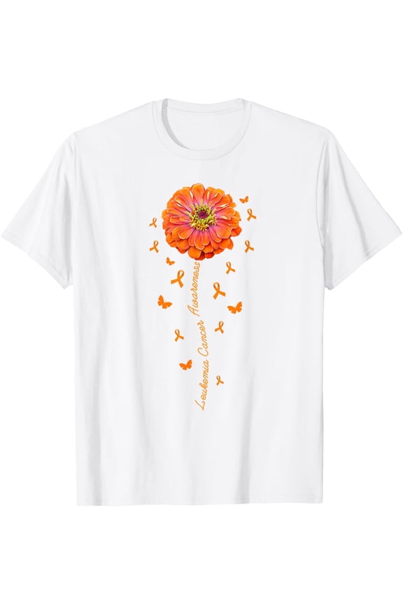 Exquisite and comfortable-Orange Ribbon Flower Leukemia Awareness Blood Cancer - Women T-Shirt