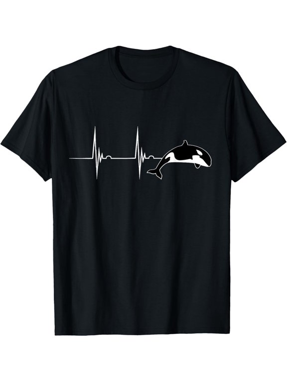 Exquisite and comfortable-Orca Whale Ocean Animal Heartbeat EKG Pulse T-Shirt