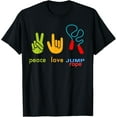 thumbnail image 1 of Exquisite and comfortable-Peace Love Jump Rope Funny Skipping Jumping Design T-Shirt, 1 of 4
