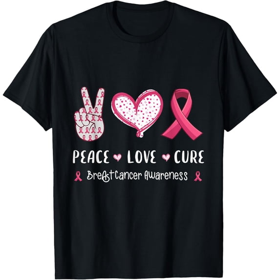 Exquisite and comfortable-Peace Love cure breast cancer awareness women kids men T-Shirt
