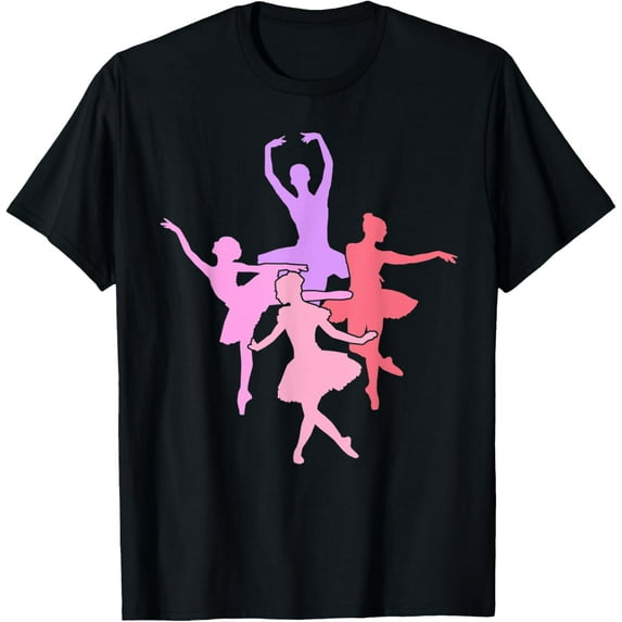 Exquisite and comfortable-Pink Silhouette Vintage Ballerina Shirts For Women Ballet T-Shirt
