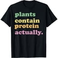 thumbnail image 1 of Exquisite and comfortable-Plants Contain Protein Actually Funny Vegan Sayings T-Shirt, 1 of 4