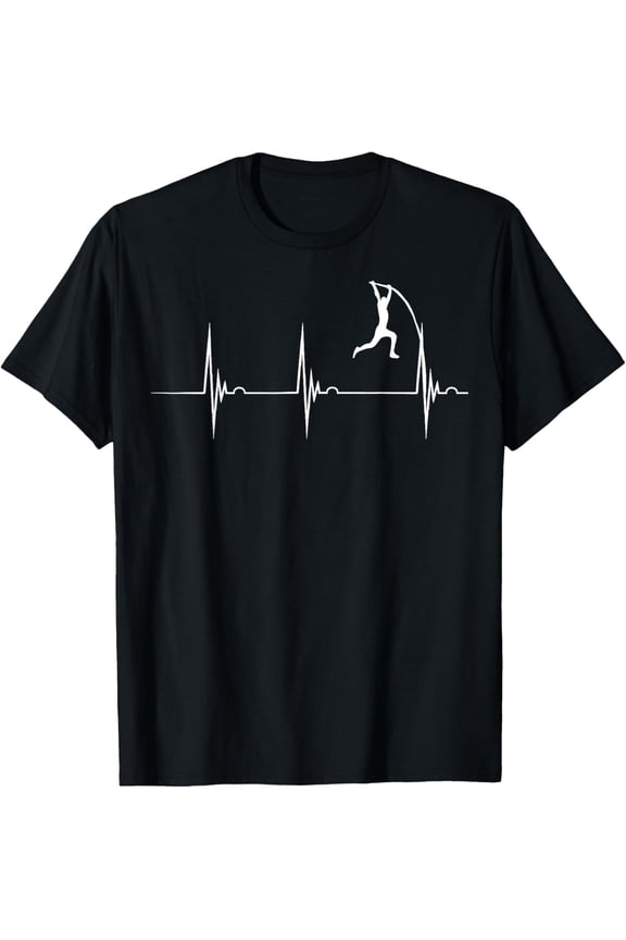 Exquisite and comfortable-Pole Vault Heartbeat EKG Pole Vaulter T-Shirt - Black, Small - Unisex-Kids
