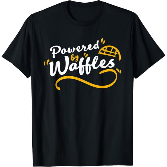 Exquisite and comfortable-Powered By Waffles Funny Breakfast Waffle Food Lover T-Shirt