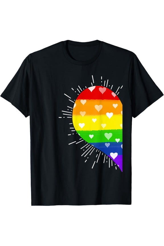 Exquisite and comfortable-Rainbow Half Heart Partner Right Heart T-Shirt