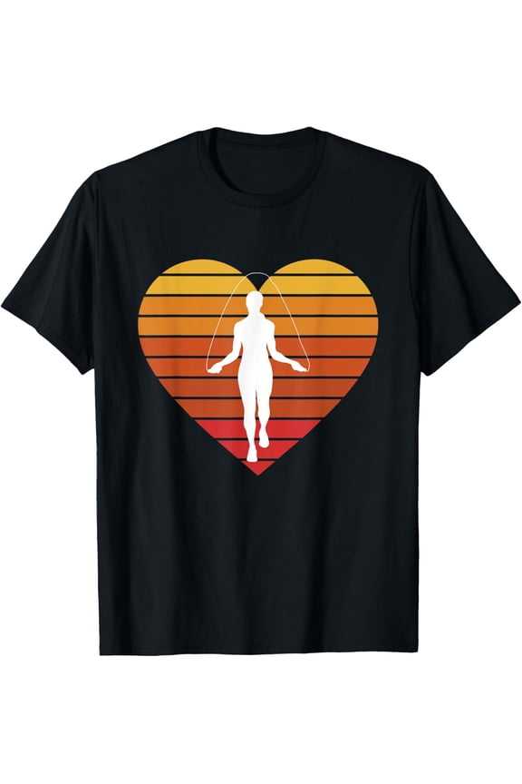 Exquisite and comfortable-Retro Heart Jump Rope Tightrope Walker Walking Jump Roping T-Shirt