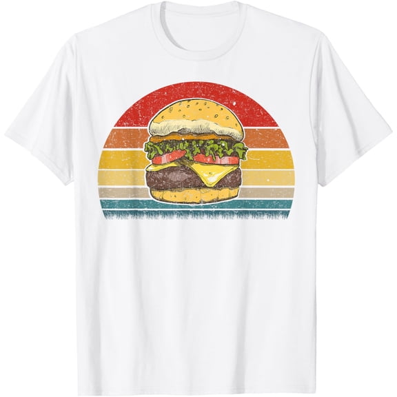 Exquisite and comfortable-Retro Vintage Cheeseburger Design Costume Hamburger Lovers T-Shirt