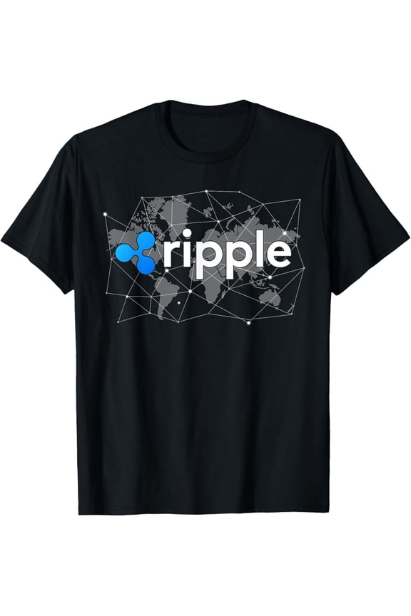 Exquisite and comfortable-Ripple XRP Logo Crypto Trader World Map Blockchain T-Shirt