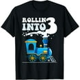 thumbnail image 1 of Exquisite and comfortable-Rollin' Into 3 Train 3rd Birthday Party Three Years Old Boys T-Shirt, 1 of 4