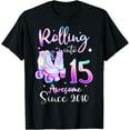 thumbnail image 1 of Exquisite and comfortable-Rolling Into 15yr Old Awesome 15th Birthday Roller Skate T-Shirt, 1 of 4